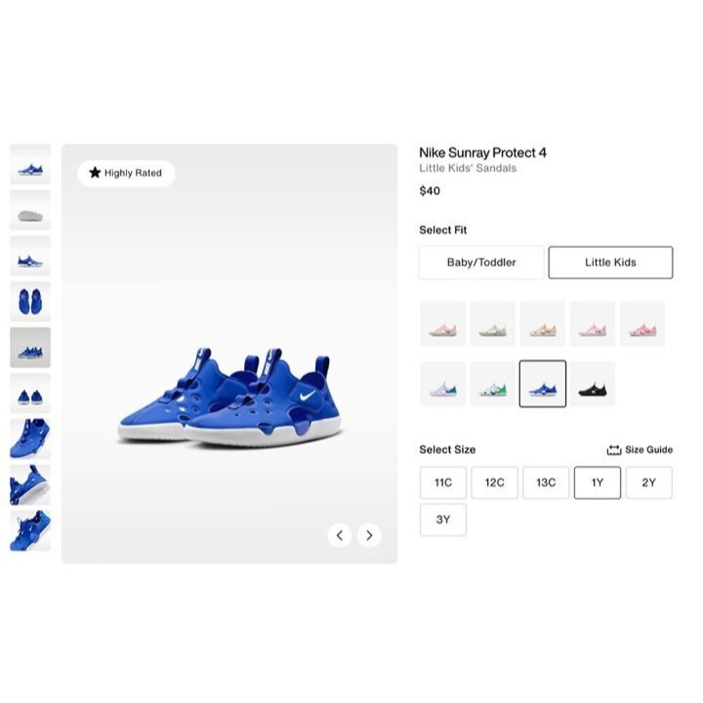 Nike Sunray protect 4 Royal White NEW WITH TAGS NEW IN BOX! Size 1Y.